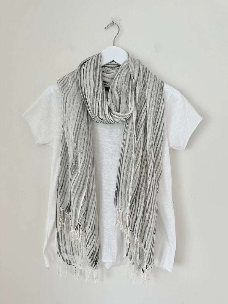 soft neck scarf-grey stripe Apparel  