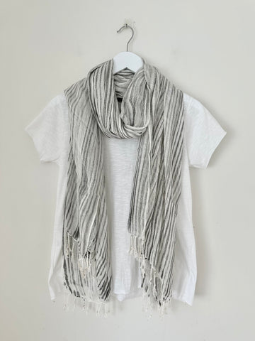 soft neck scarf-grey stripe Apparel  