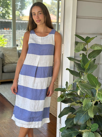 becky dress-big cornflower stripe Apparel