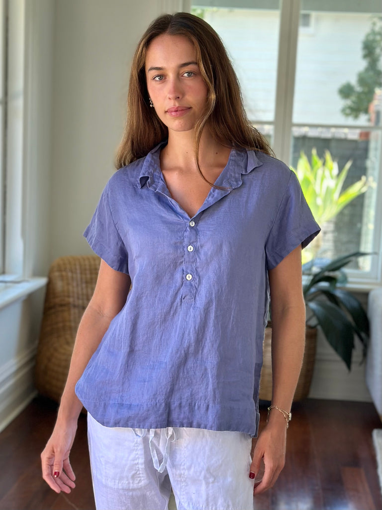 celia top - cornflower linen Apparel