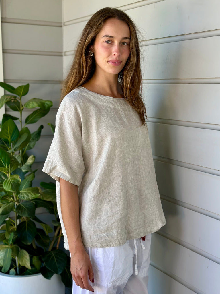 mia top - natural linen Apparel