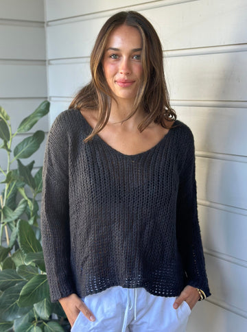 chloe knit - charcoal Apparel  