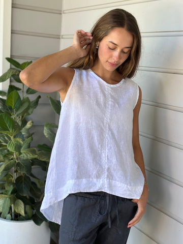 morgan top-white linen Apparel