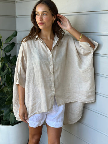 issey shirt - almond linen Apparel  