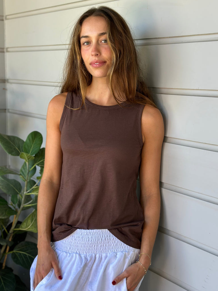 vera tank - chocolate cotton Apparel