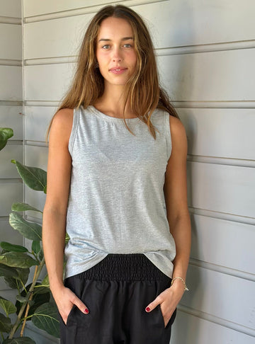 vera tank - grey marle cotton Apparel