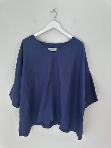 lydia top - blue dusk linen Apparel