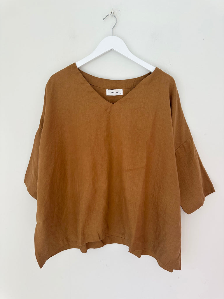 lydia top - caramel linen Apparel