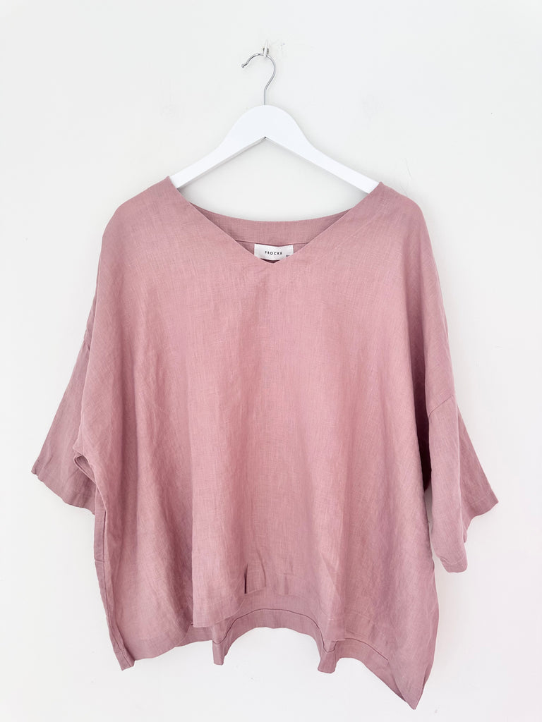 lydia top - dusty rose linen Apparel