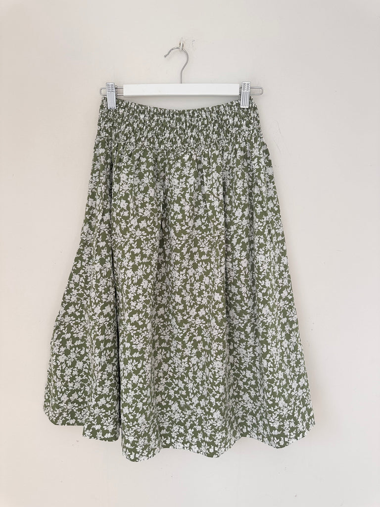 lola skirt - moss flower cotton Apparel