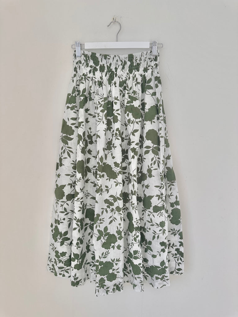 lulu skirt - big moss flower linen Apparel