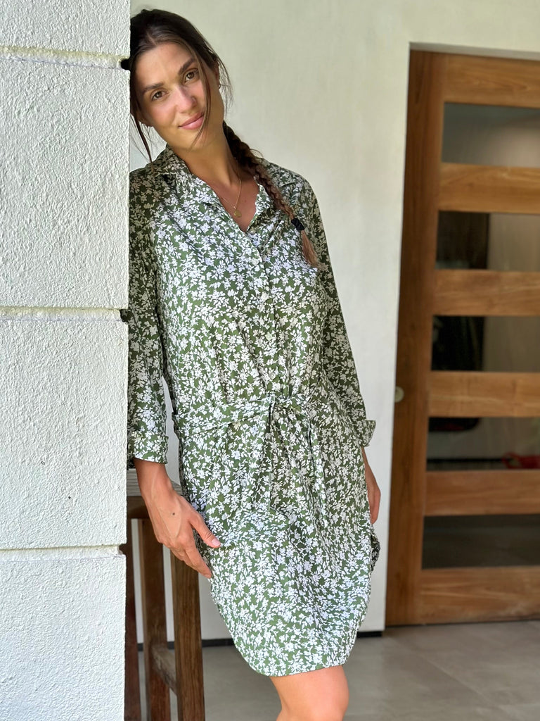 iris dress - moss floral cotton Apparel