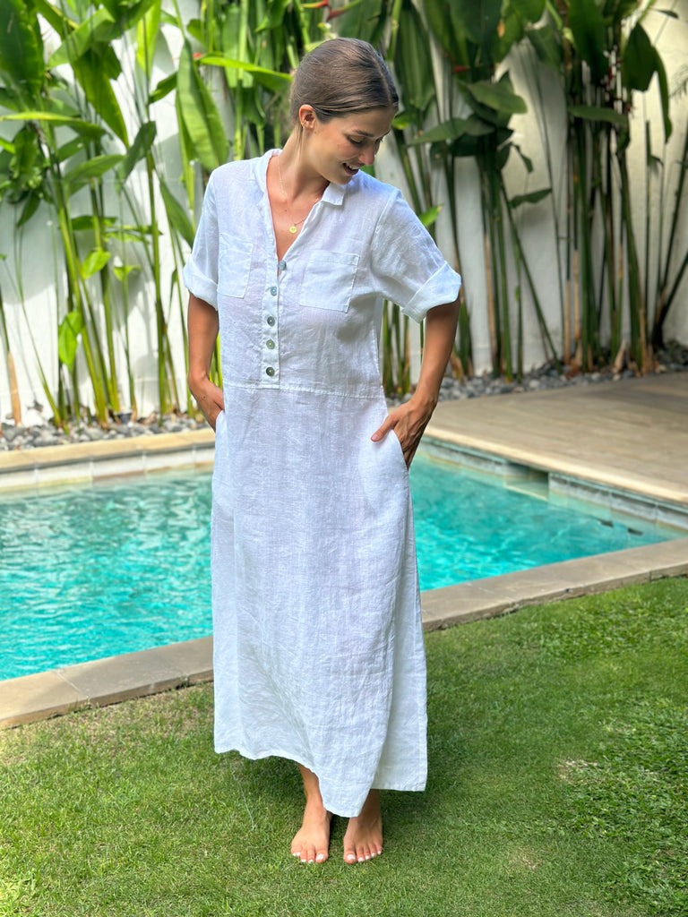 bridget dress -white linen Apparel