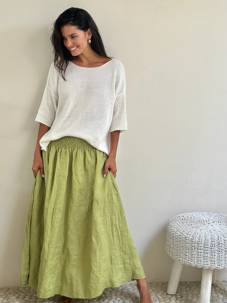 lulu skirt - avocado linen Apparel