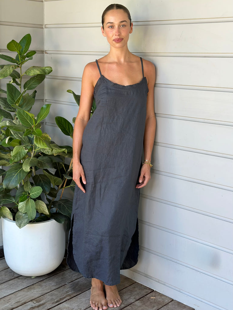 ava dress - charcoal linen Apparel