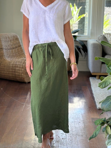 anthea skirt - moss linen Apparel