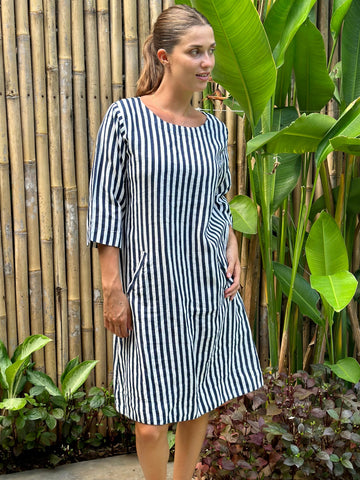 zara dress - 1cm navy stripe Apparel