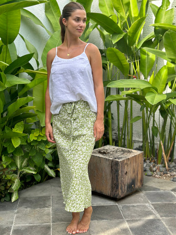 anthea skirt - avocado floral linen Apparel