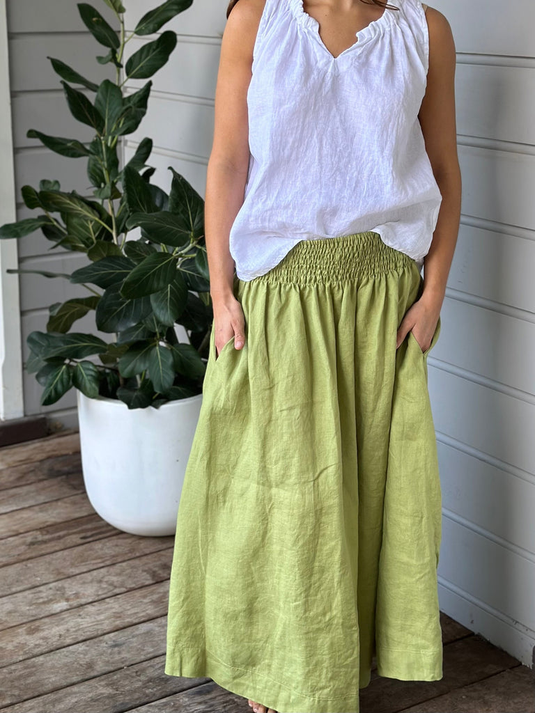 lulu skirt - avocado linen Apparel  