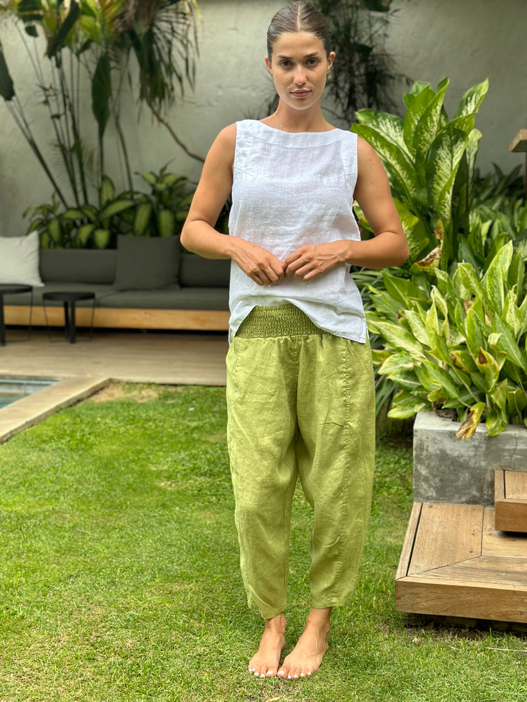 frankie pants - avocado linen Apparel