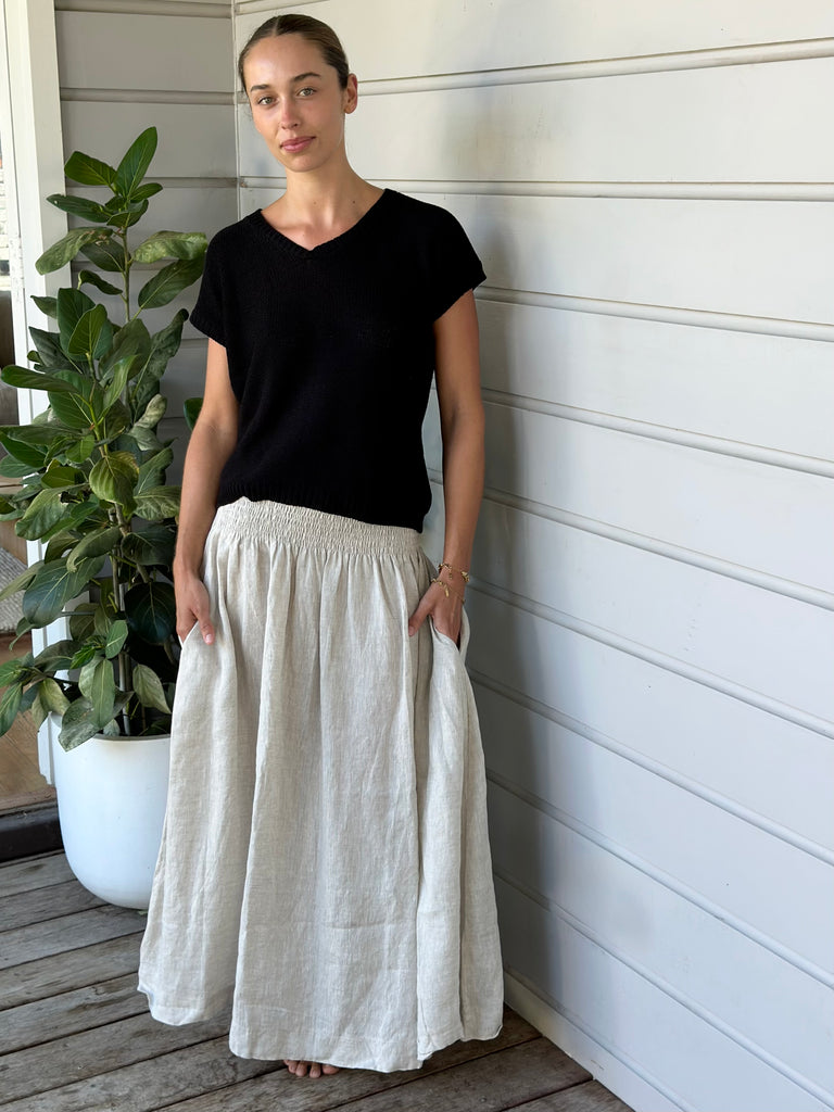 lulu skirt-natural linen Apparel