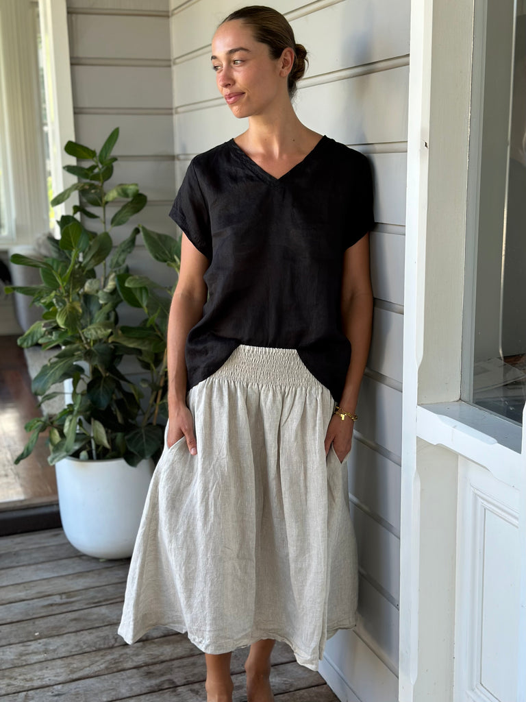 lola skirt - natural linen Apparel