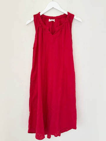 lucy dress-red linen Apparel