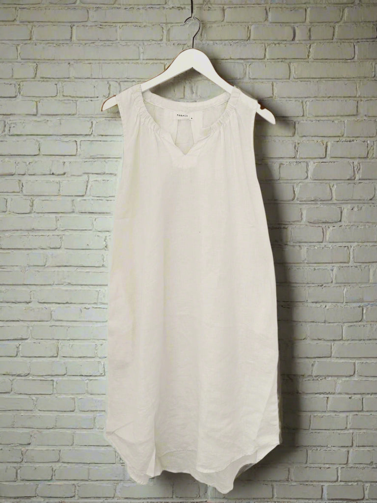 lucy dress-white linen Apparel