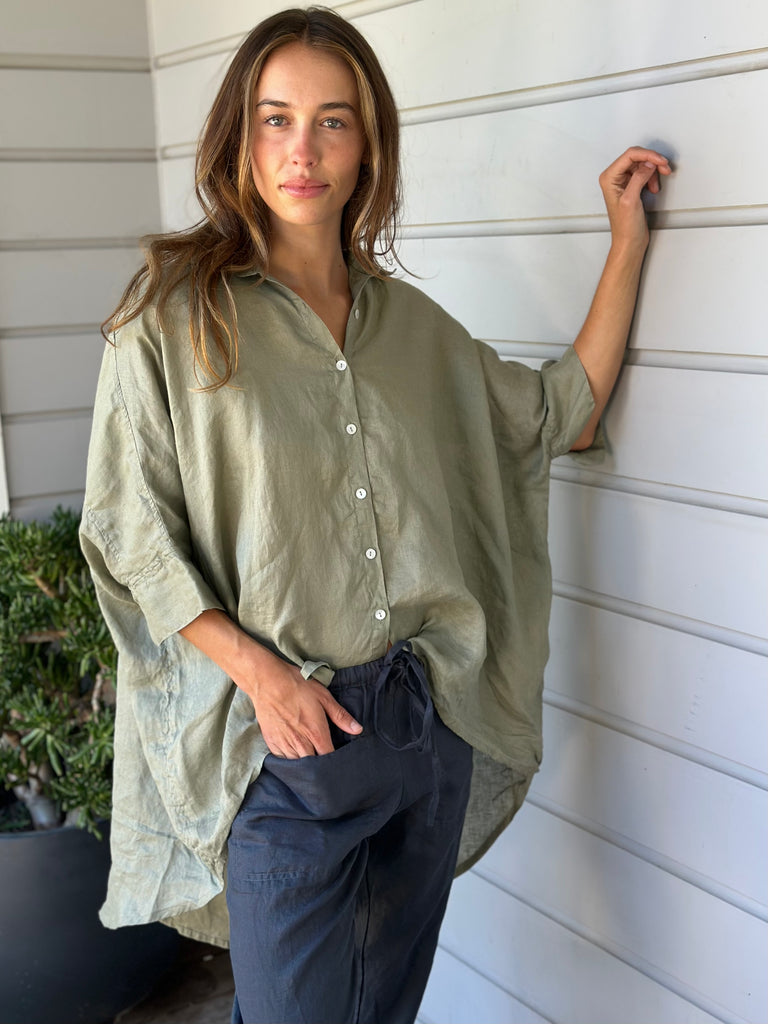 issey shirt - sage linen Apparel