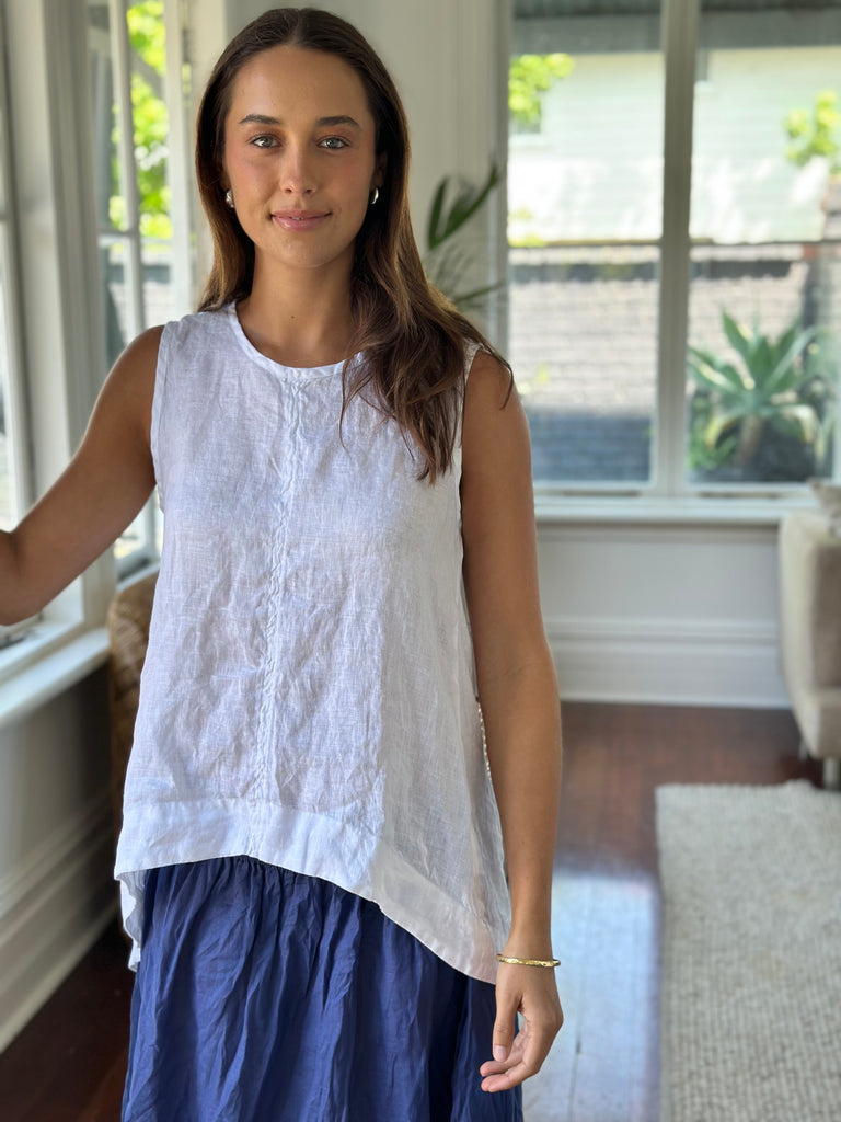 morgan top-white linen Apparel