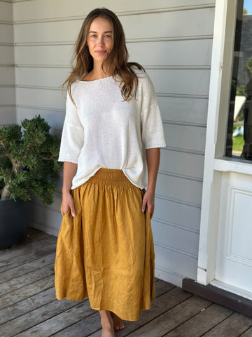 lola skirt - turmeric linen Apparel