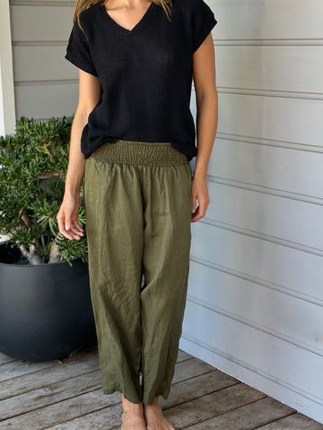 frankie pants - army linen Apparel