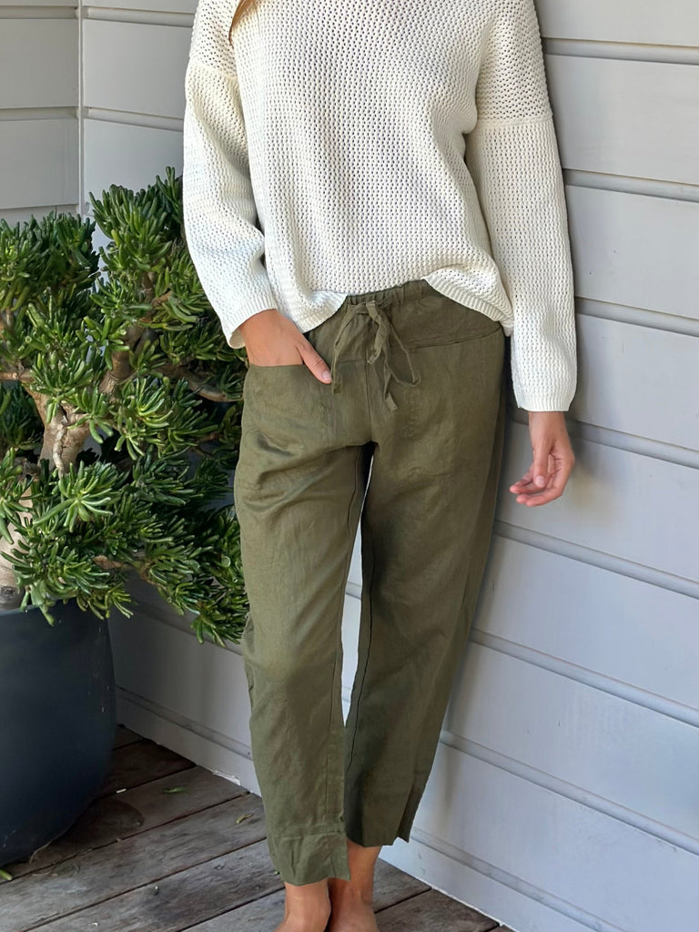 darcy pants - army linen Apparel