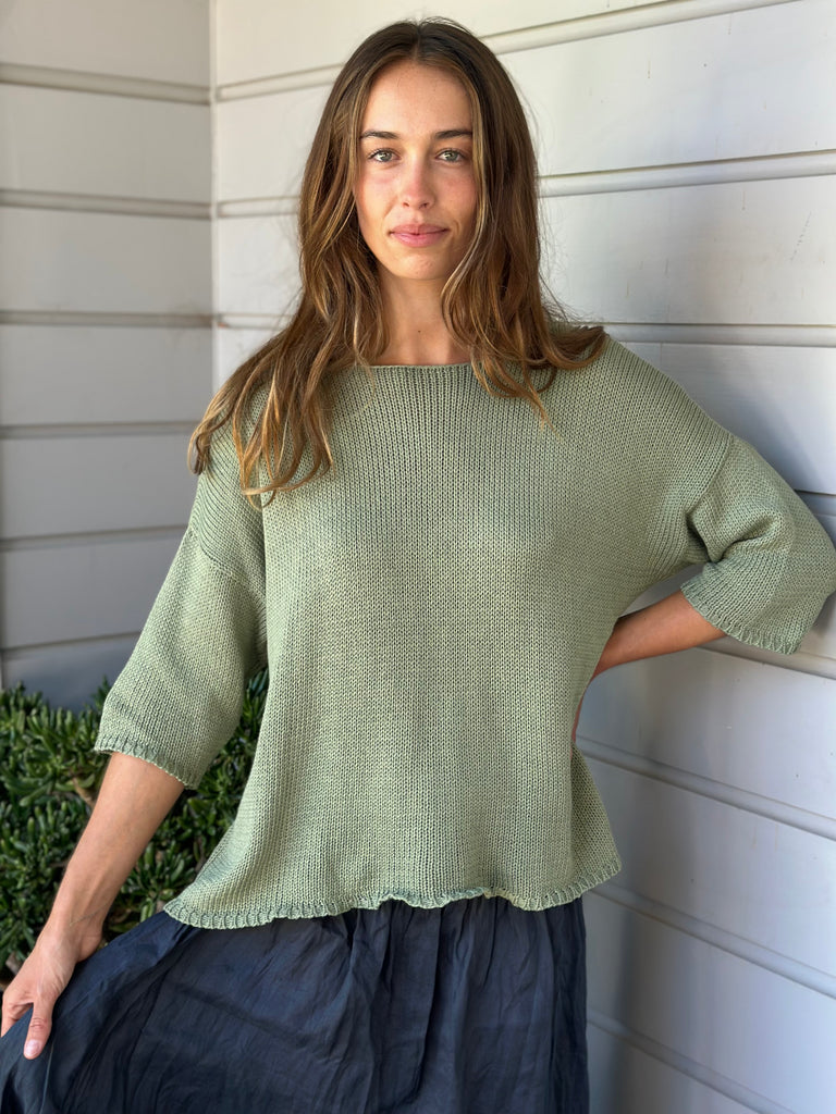 alex top - mint cotton knit Apparel