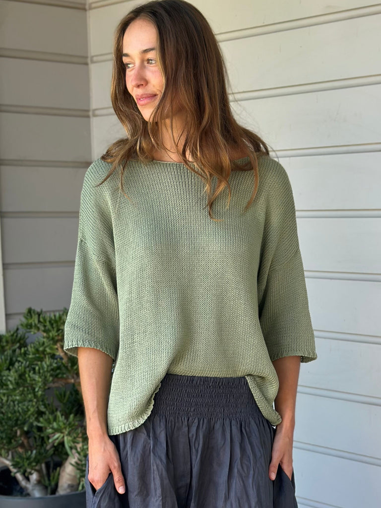 alex top - mint cotton knit Apparel