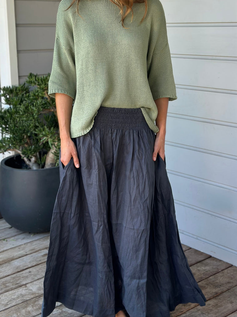 lulu skirt - charcoal linen Apparel