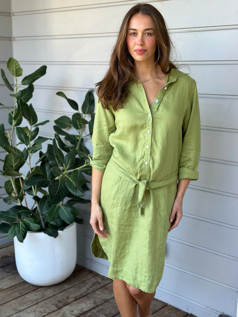 iris dress - avocado linen Apparel  