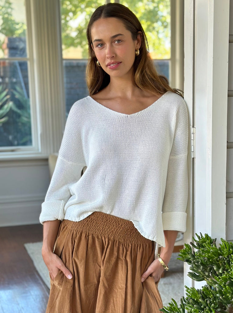 jamie cotton  knit - warm white Apparel  