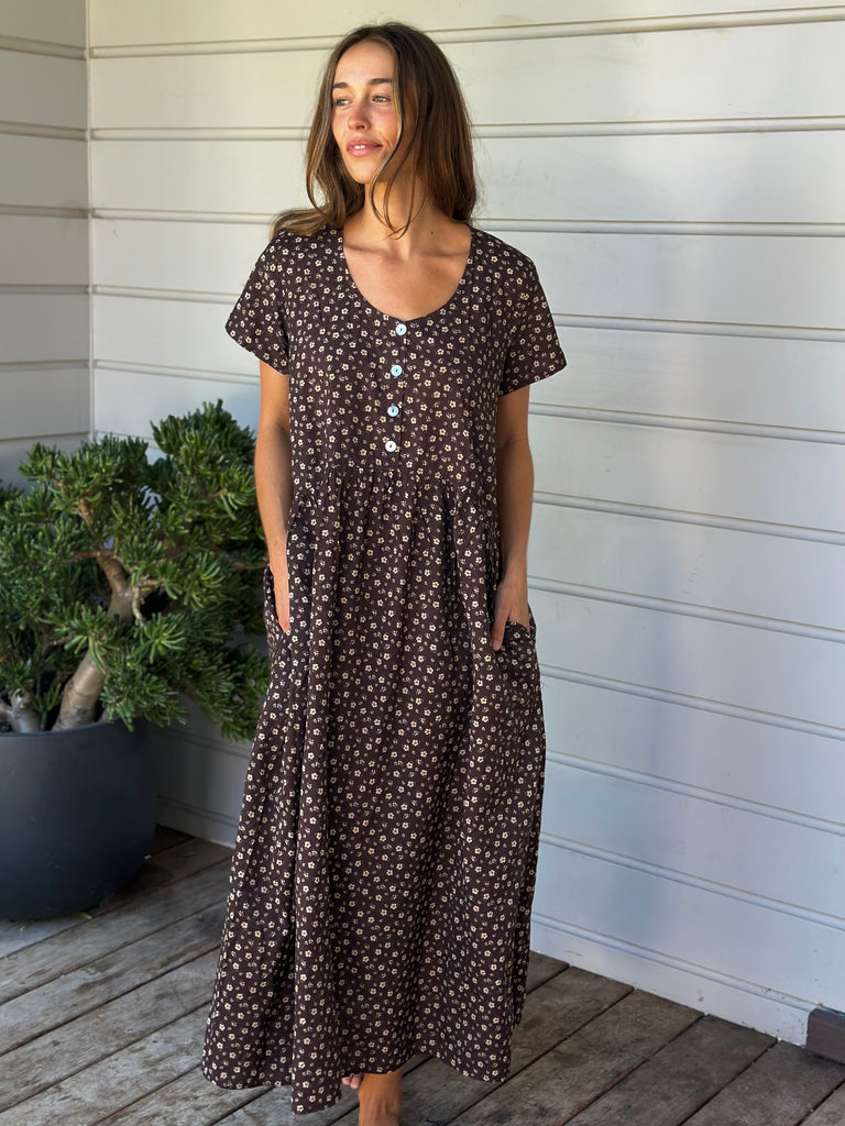 audrey dress - small choc flower Apparel