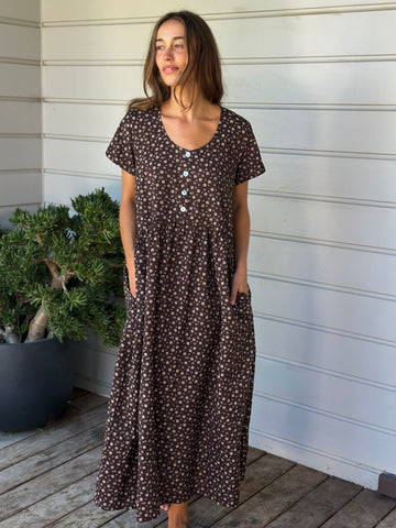 audrey dress - small choc flower Apparel