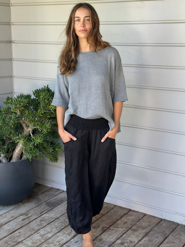 jackie pant - black linen Apparel