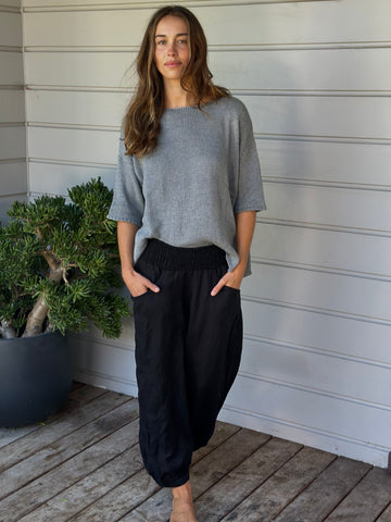 jackie pant - black linen Apparel