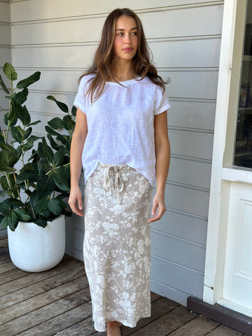 anthea skirt - big almond flower linen Apparel  