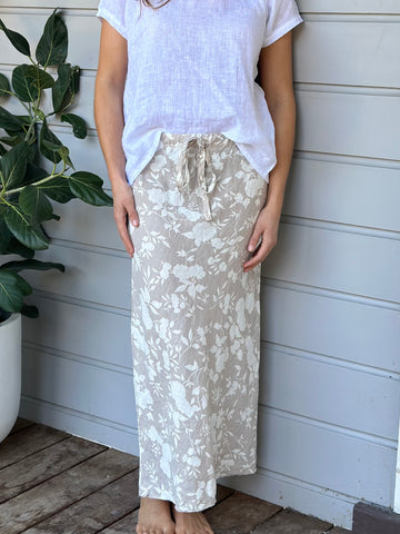 anthea skirt - big almond flower linen Apparel  