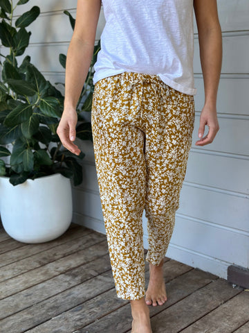 jessie pants - turmeric floral linen Apparel  