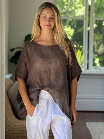 rachael top - soil linen Apparel