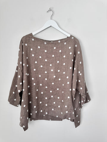 avril top - soft bark spot linen Apparel