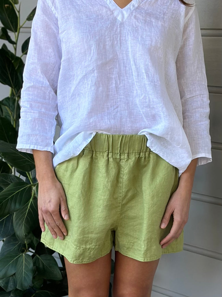 abbey short - avocado linen Apparel  