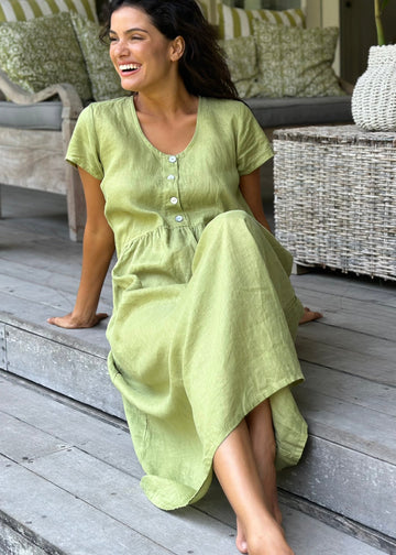 audrey dress - avocado linen Apparel  