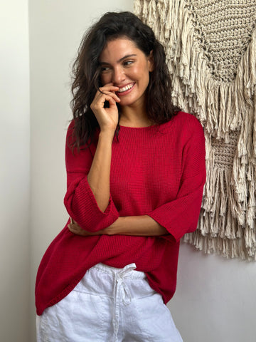 alex top - red cotton knit Apparel  